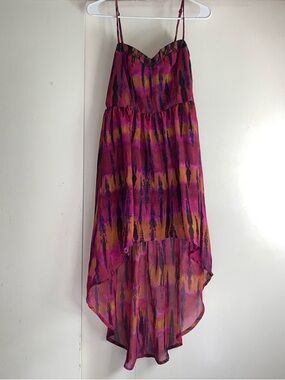 Mimi Chica Sleeveless High-Low Pink & Orange Print Dress